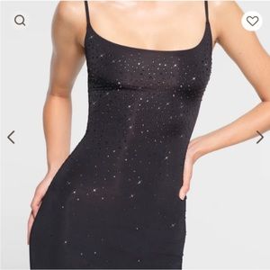 SWAROVSKI X SKIMS JELLY SHEER CAMI LONG DRESS ONYX NWT M